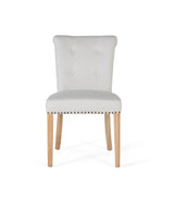 Giner and Colomer  Set Of 2 Chairs Upholstered In Light Beige Fabric With Wooden Legs
