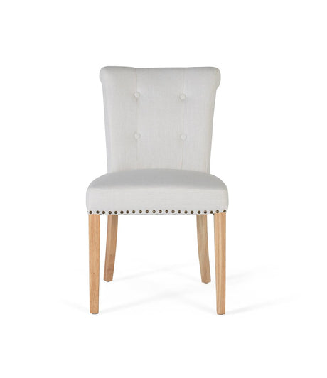 Giner and Colomer  Set Of 2 Chairs Upholstered In Light Beige Fabric With Wooden Legs