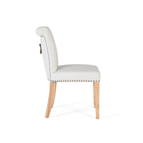 Giner and Colomer  Set Of 2 Chairs Upholstered In Light Beige Fabric With Wooden Legs