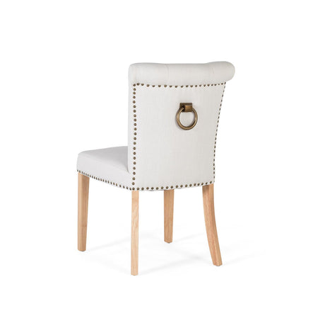 Giner and Colomer  Set Of 2 Chairs Upholstered In Light Beige Fabric With Wooden Legs