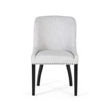 Giner and Colomer  Set Of 2 Chairs Upholstered In Light Grey Fabric With Black Wooden Legs