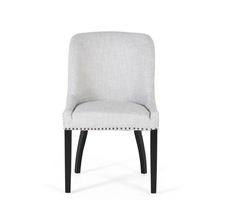 Giner and Colomer  Set Of 2 Chairs Upholstered In Light Grey Fabric With Black Wooden Legs
