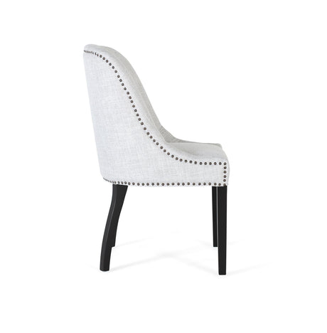 Giner and Colomer  Set Of 2 Chairs Upholstered In Light Grey Fabric With Black Wooden Legs