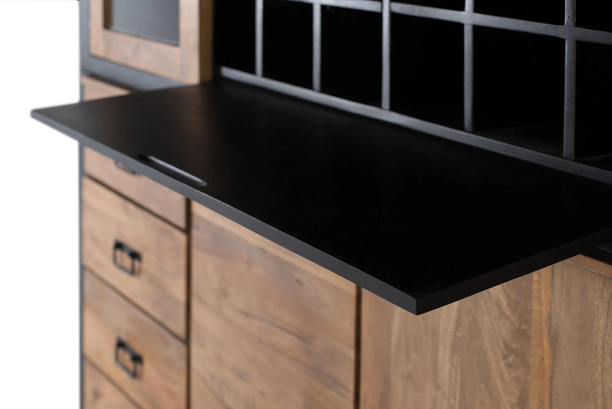 Giner and Colomer - 4-Door, 8-Drawer Mango Wood Cupboard In Natural & Black