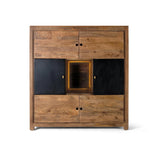 Giner and Colomer - High Mango Wood Sideboard With Interior Lighting, 4 Wooden & 2 Metal Doors