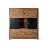 Giner and Colomer - High Mango Wood Sideboard With Interior Lighting, 4 Wooden & 2 Metal Doors