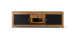 Giner and Colomer - Mango Wood TV Cabinet With Interior Lighting, 2 Metal Doors & 1 Drawer