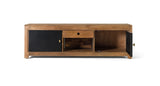 Giner and Colomer - Mango Wood TV Cabinet With Interior Lighting, 2 Metal Doors & 1 Drawer