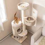 155CM Tall Multi-level Cat Tower for Indoor Cats-Natural
