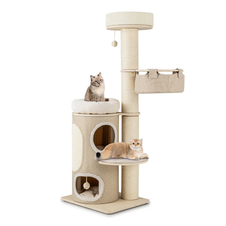155CM Tall Multi-level Cat Tower for Indoor Cats-Natural