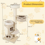 155CM Tall Multi-level Cat Tower for Indoor Cats-Natural