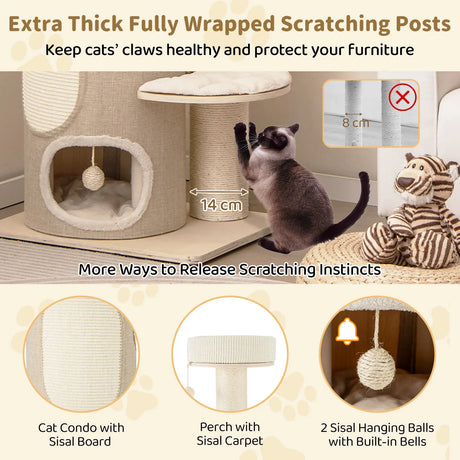 155CM Tall Multi-level Cat Tower for Indoor Cats-Natural