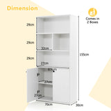 5-Tier Freestanding Bookcase with Open Cubes and Adjustable Shelf-White