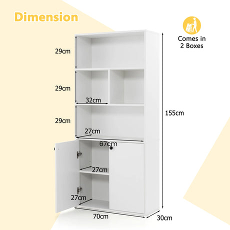 5-Tier Freestanding Bookcase with Open Cubes and Adjustable Shelf-White
