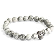 Pewter Skull / Grey Agate - Gemstone Bracelet