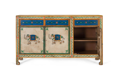Giner and Colomer - Hand-Painted Mango Wood Sideboard With 3 Doors & 3 Drawers