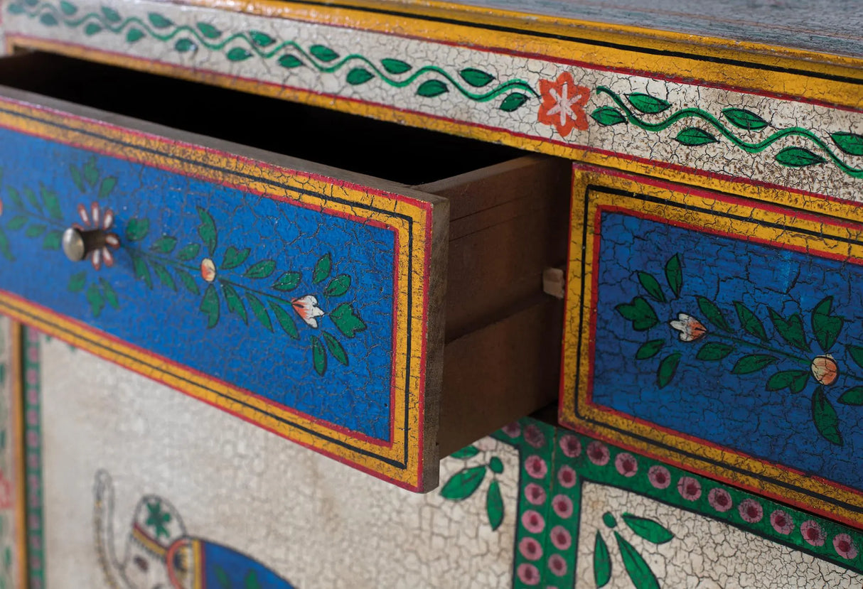 Giner and Colomer - Hand-Painted Mango Wood Sideboard With 3 Doors & 3 Drawers