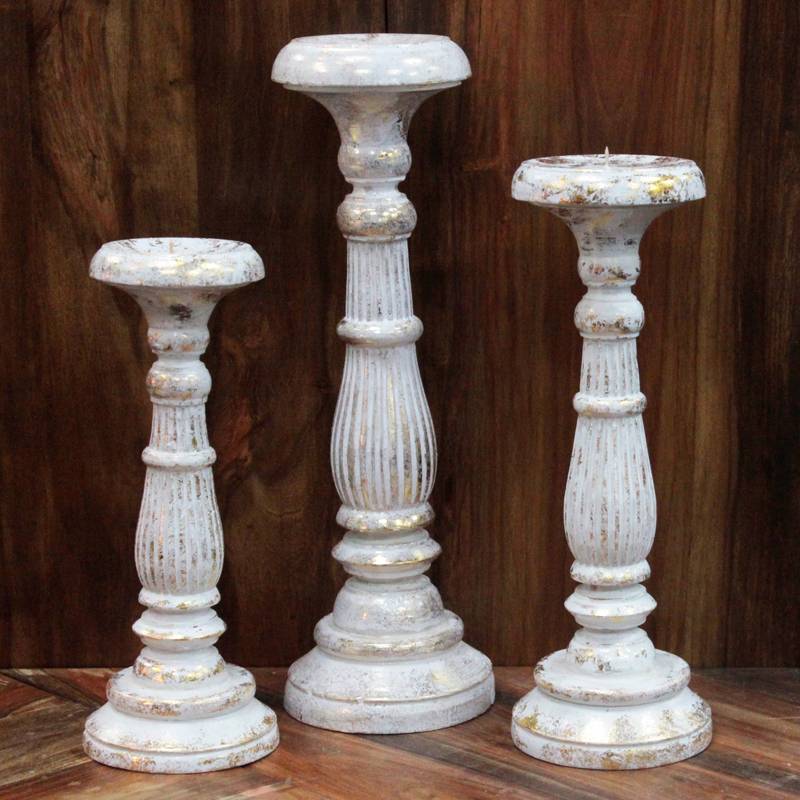 Large Candle Stand - White Gold