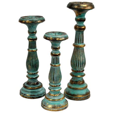 Large Candle Stand - Turquois Gold