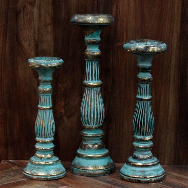 Small Candle Stand - Turquois Gold