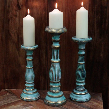 Large Candle Stand - Turquois Gold