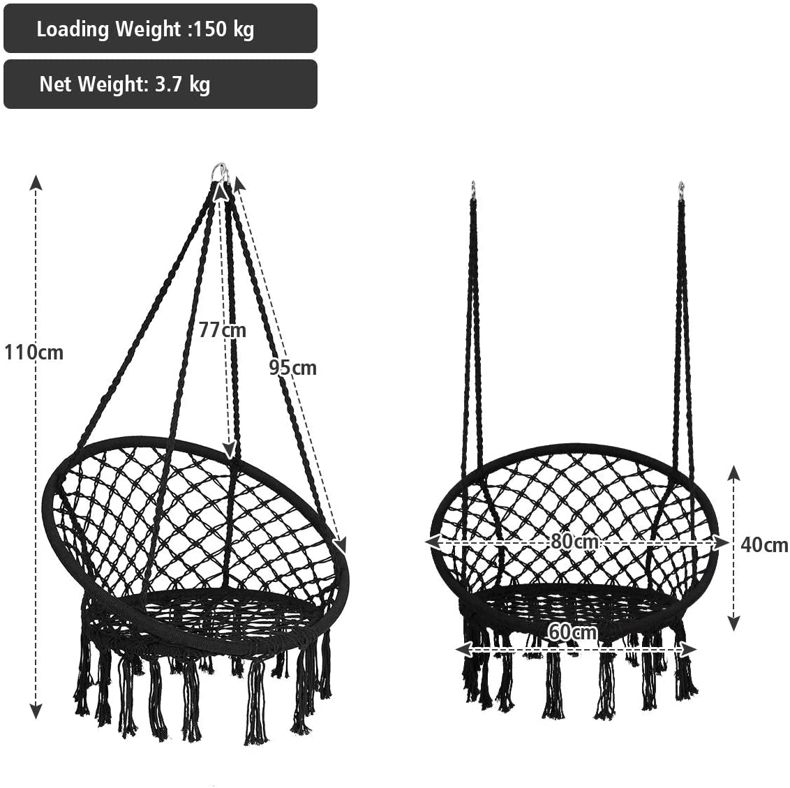 Macrame Hammock Swing Chair for Relax
