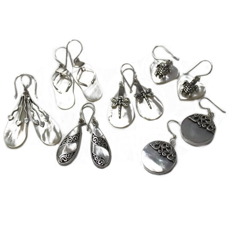 Shell & Silver Earrings - Dragonflies - MOP