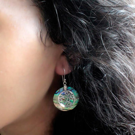 Shell & Silver Earrings - Classic Disc - Abalone