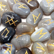 Runes Stone Set in Pouch - Grey Agate