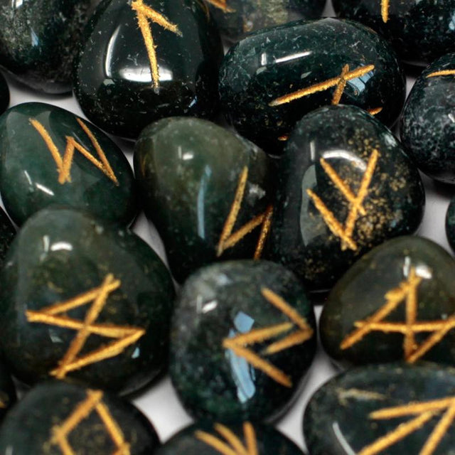 Runes Stone Set in Pouch  - Bloodstone