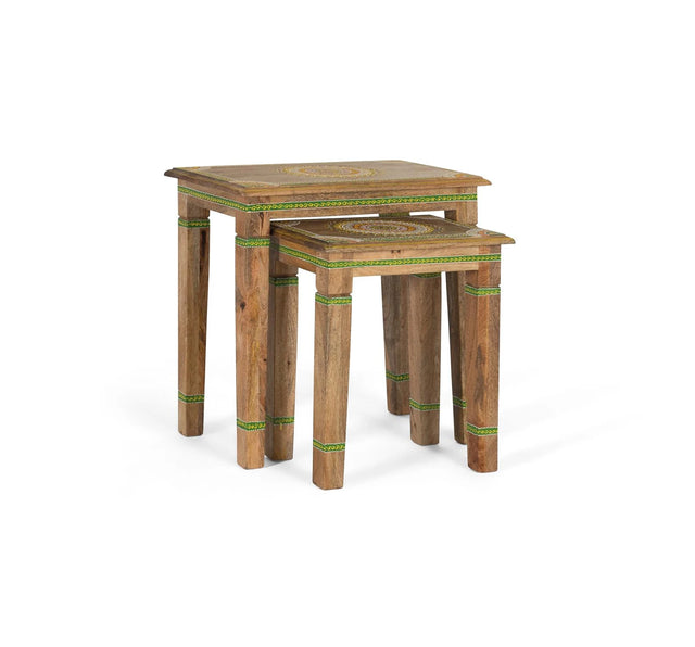 Giner and Colomer - Set Of 2 Hand-Painted Mango Wood Nesting Tables