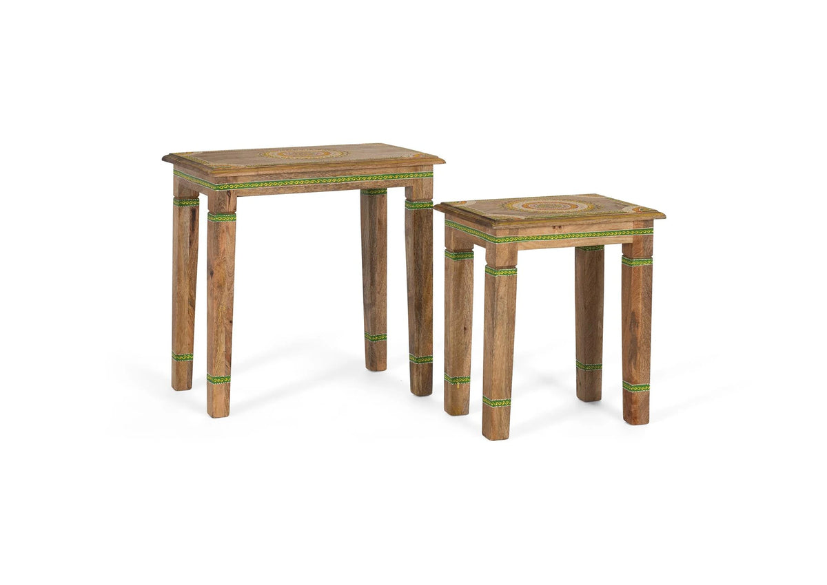 Giner and Colomer - Set Of 2 Hand-Painted Mango Wood Nesting Tables