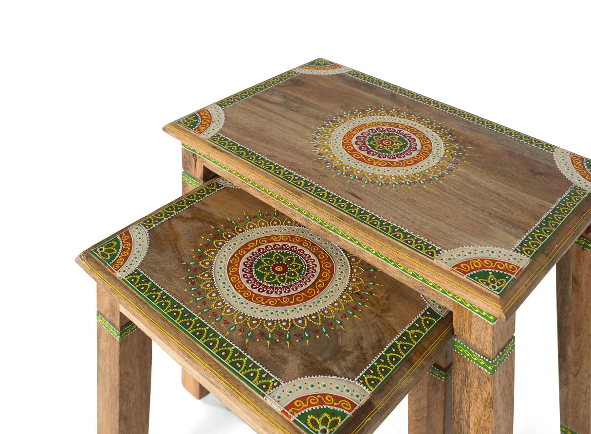 Giner and Colomer - Set Of 2 Hand-Painted Mango Wood Nesting Tables