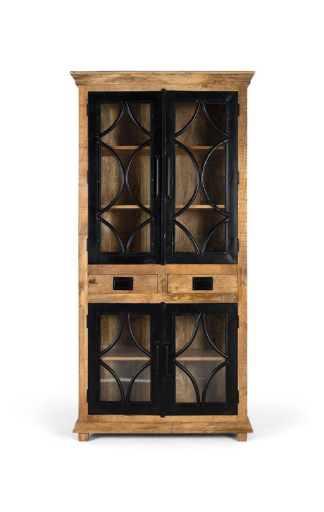 Giner and Colomer - Industrial-Style Display Cabinet (4 Glass Doors, 2 Drawers)