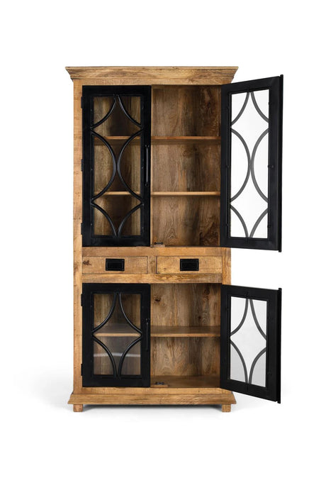 Giner and Colomer - Industrial-Style Display Cabinet (4 Glass Doors, 2 Drawers)