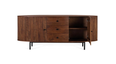 Giner and Colomer - Acacia Wood & Metal Sideboard With 2 Doors & 3 Drawers