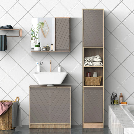 HOMCOM Bathroom Mirror Cabinet, Wall-Mounted Bathroom Cabinet with Mirror and Adjustable Inner Shelf,  57L x 14.2W x49.2H cm
