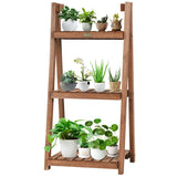 3-Tier Folding Flower Stand Rack Wood Plant Storage Display Shelf
