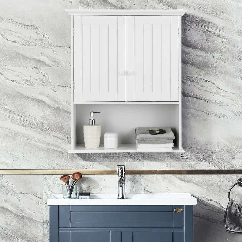 Multi-Purpose Wall Cabinet Storage with 2-Door for Bathroom White
