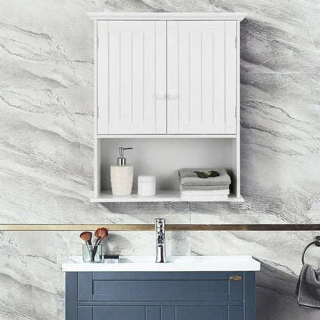 Multi-Purpose Wall Cabinet Storage with 2-Door for Bathroom White