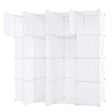16 Cube Cabinet Storage Organizer with 2 Clothes Hanging Rails -White