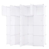 16 Cube Cabinet Storage Organizer with 2 Clothes Hanging Rails -White