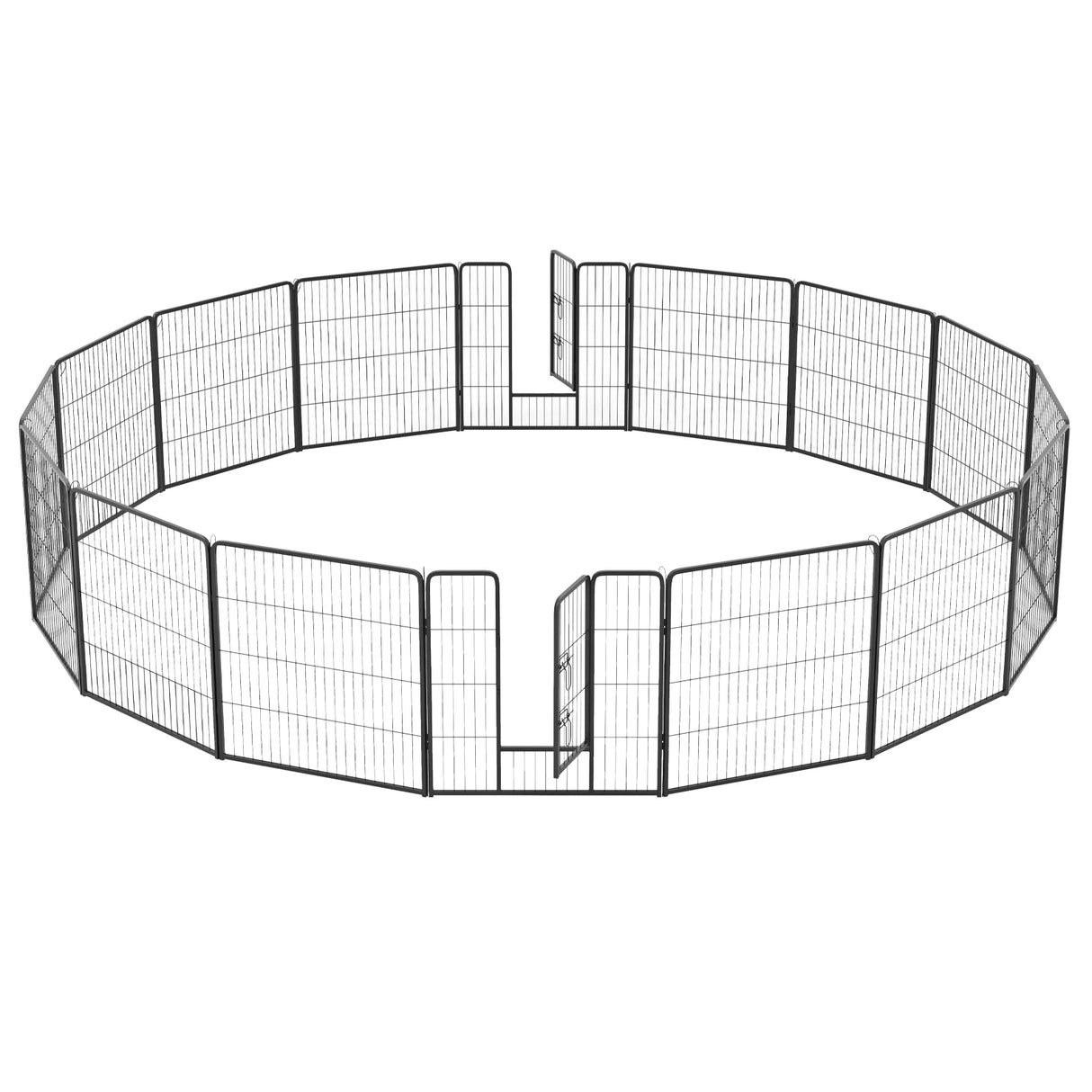16 Panel 80cm Height Pen Fence with Lock and Large Door-Black