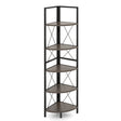 Corner shelf with 5 levels 160 cm high bookcase wooden standing shelf with metal frame oak grey