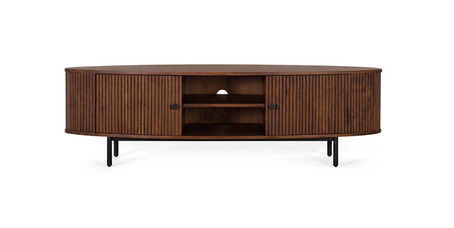 Giner and Colomer - 2-Door Acacia Wood & Metal TV Cabinet