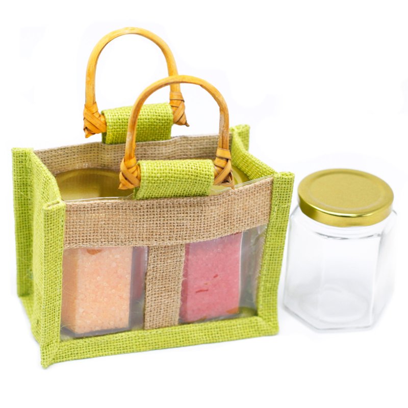 Two Jar Jute Gift Bag - Green