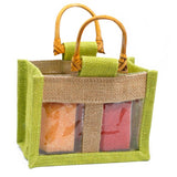 Two Jar Jute Gift Bag - Green