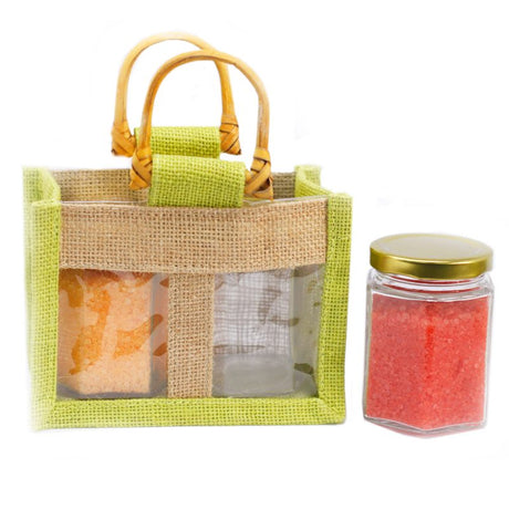 Two Jar Jute Gift Bag - Green