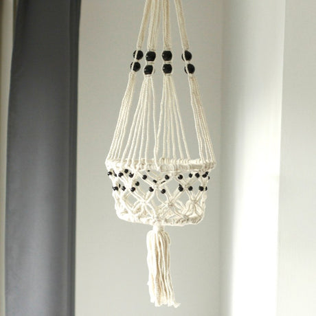 Macrame Pot Holder - Lrg Single Beaded