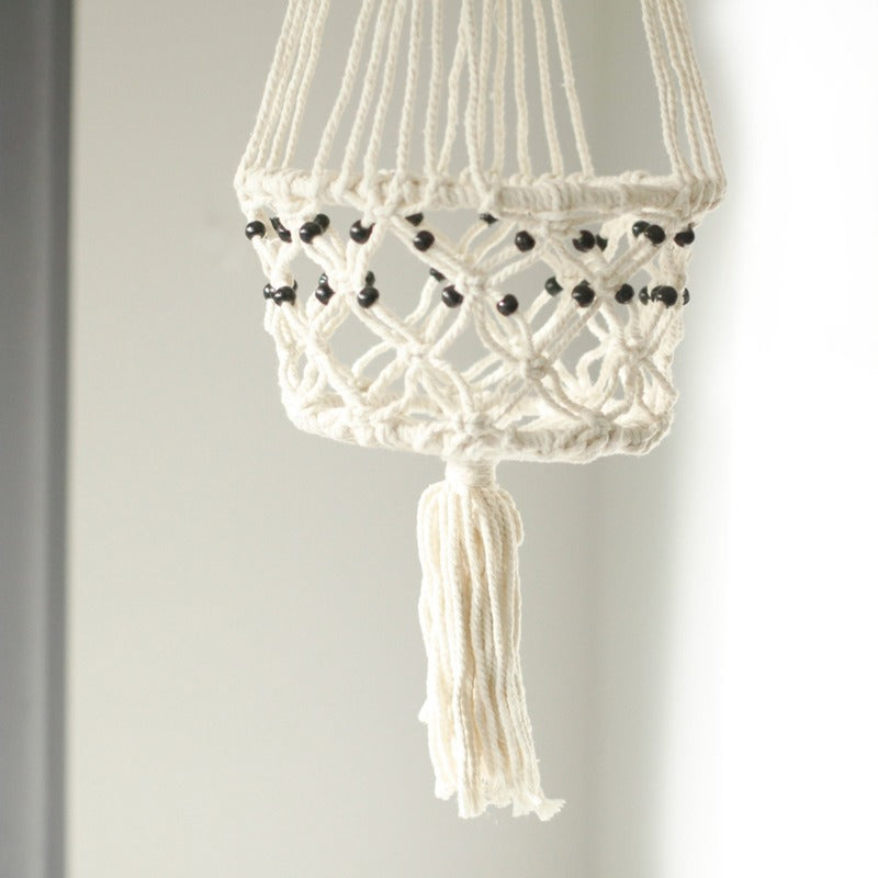 Macrame Pot Holder - Lrg Single Beaded